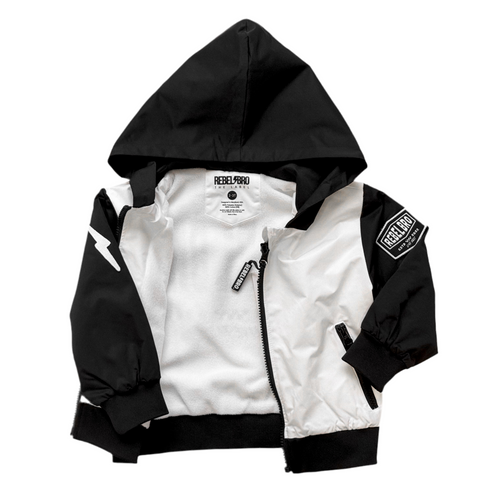 Live Fast Hydro Bomber Jacket in Black/White